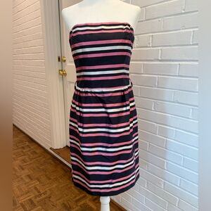 Milly strapless Striped Pink and Navy Dress